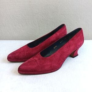 Vintage Academia Leather Suede Magenta Pink Heels Size 7.5
